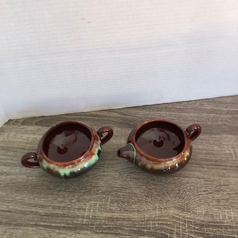 Vtg Rare CCC Flame Glaze Cream and Sugar